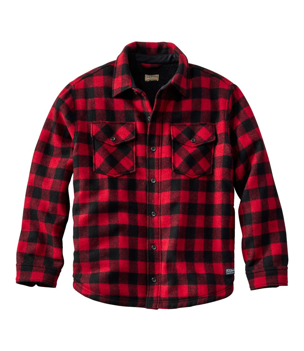 Men's Maine Guide Sherpa Lined Wool Shirt at L.L. Bean