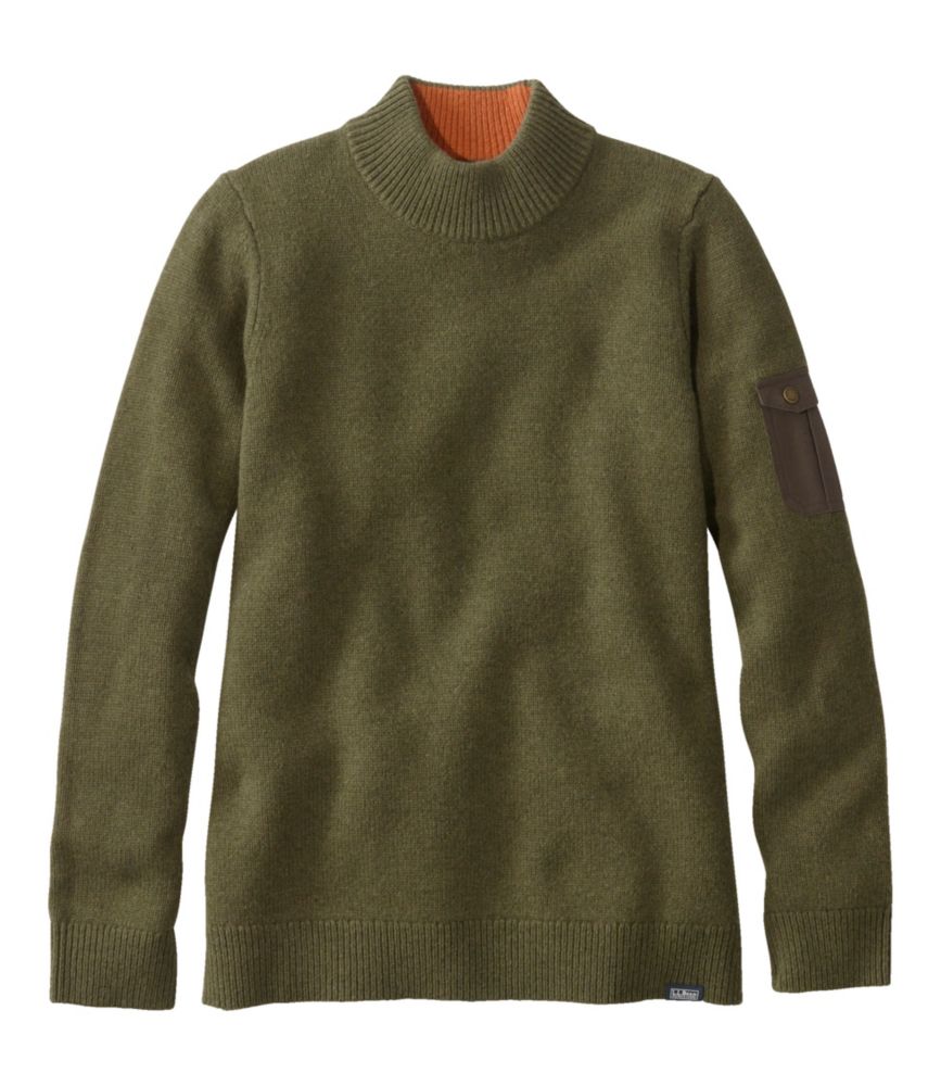 Women's Maine Guide Mock Crew Sweater, Kelp Green, small image number 1