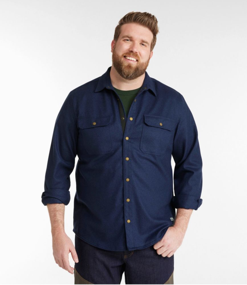 Men's Maine Guide Wool Field Shirt, Navy, small image number 4