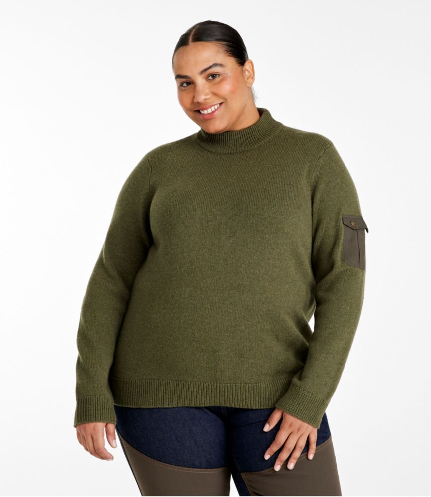 Women's Maine Guide Mock Crew Sweater, Black, small image number 2