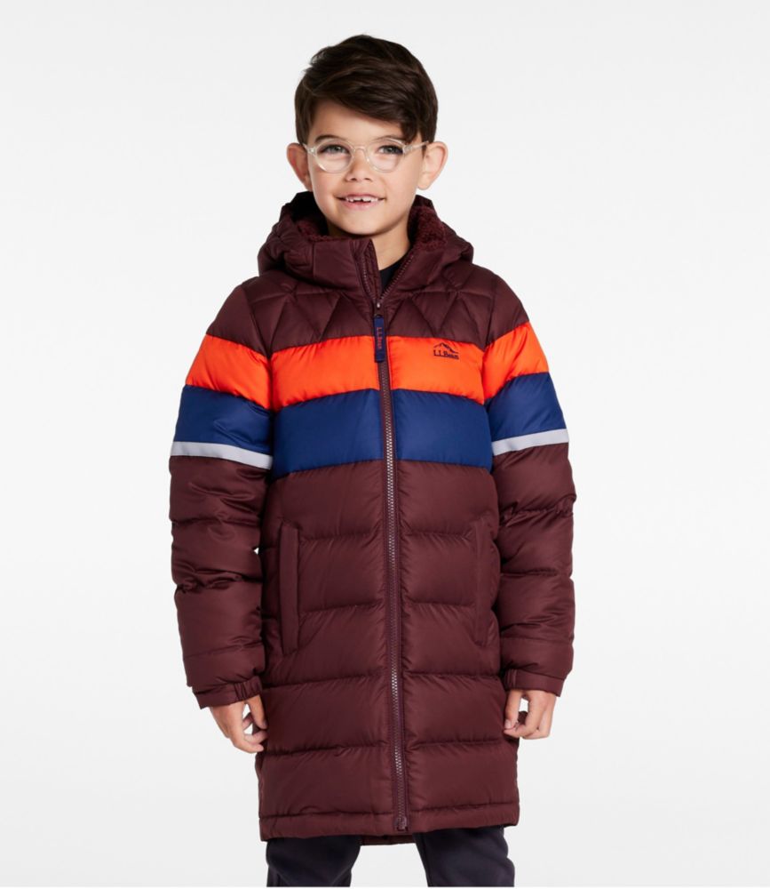 Kids' Bean's Down Coat, Colorblock, Burgundy Brown Colorblock, small image number 2