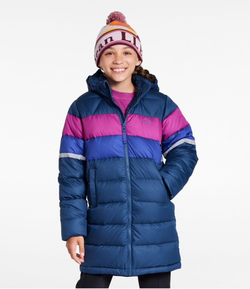 Kids' Bean's Down Coat, Colorblock, Burgundy Brown Colorblock, small image number 3
