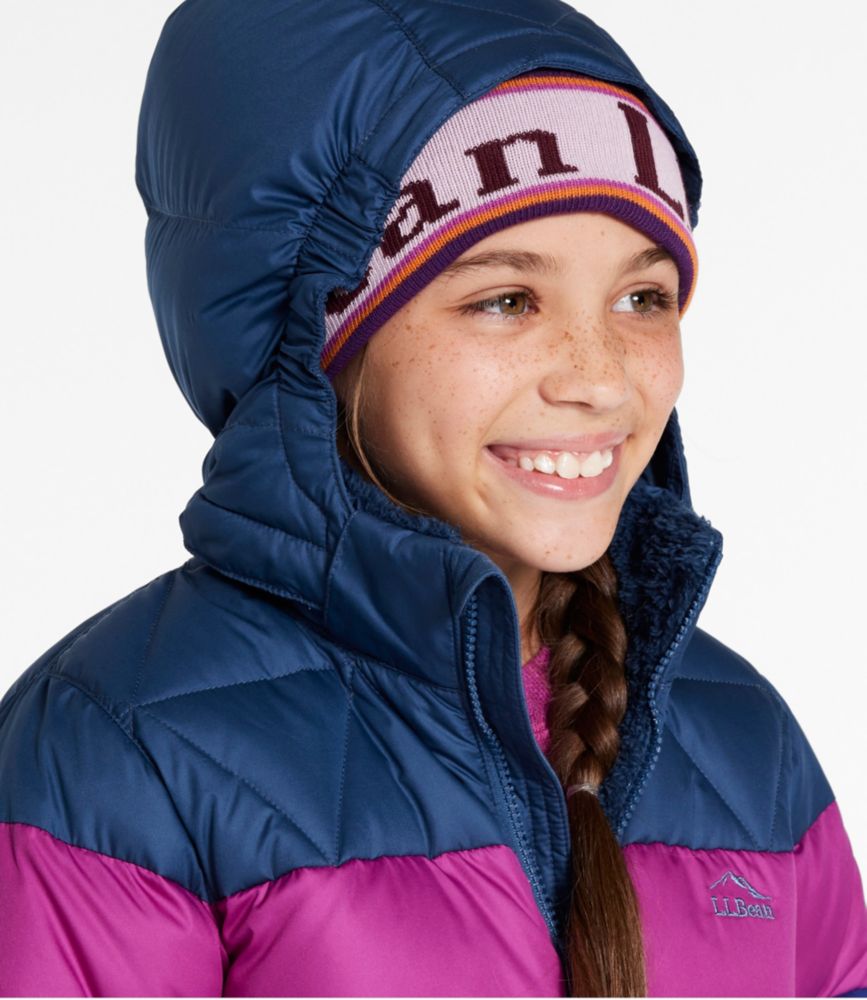 Kids' Bean's Down Coat, Colorblock, Burgundy Brown Colorblock, small image number 4