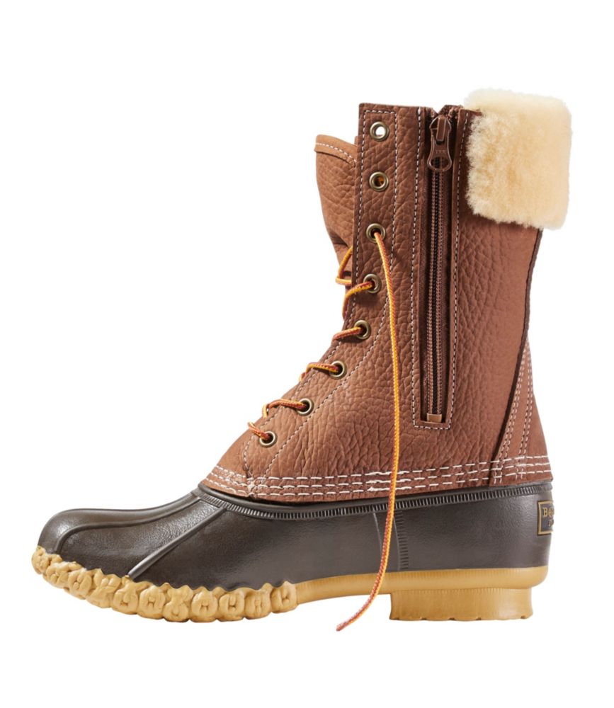 Women's Bean Boots, 10" Shearling-Lined Insulated Side Zip, Allspice/Bean Boot Brown/Gum, small image number 2