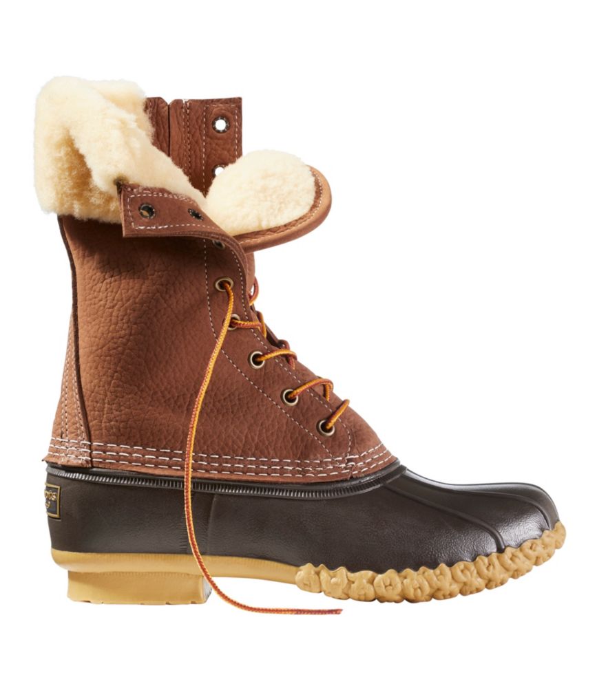 Women's Bean Boots, 10" Shearling-Lined Insulated Side Zip, Allspice/Bean Boot Brown/Gum, small image number 1