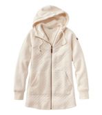 Women's Quilted Sweatshirt, Full-Zip Hooded Long Jacket