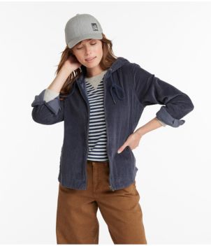 Women's Comfort Corduroy Relaxed Shirt, Zip Hoodie