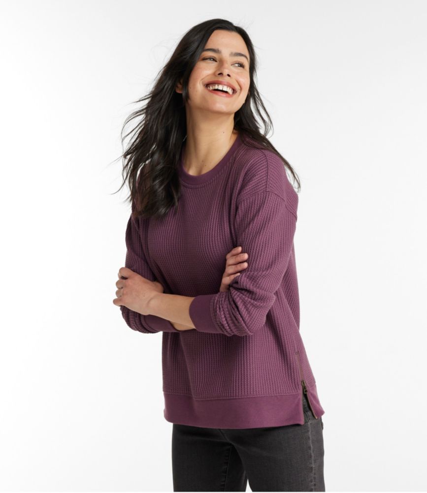 Women's Birchwood Brushed Waffle Top, Crewneck, Mountain Spruce, small image number 2