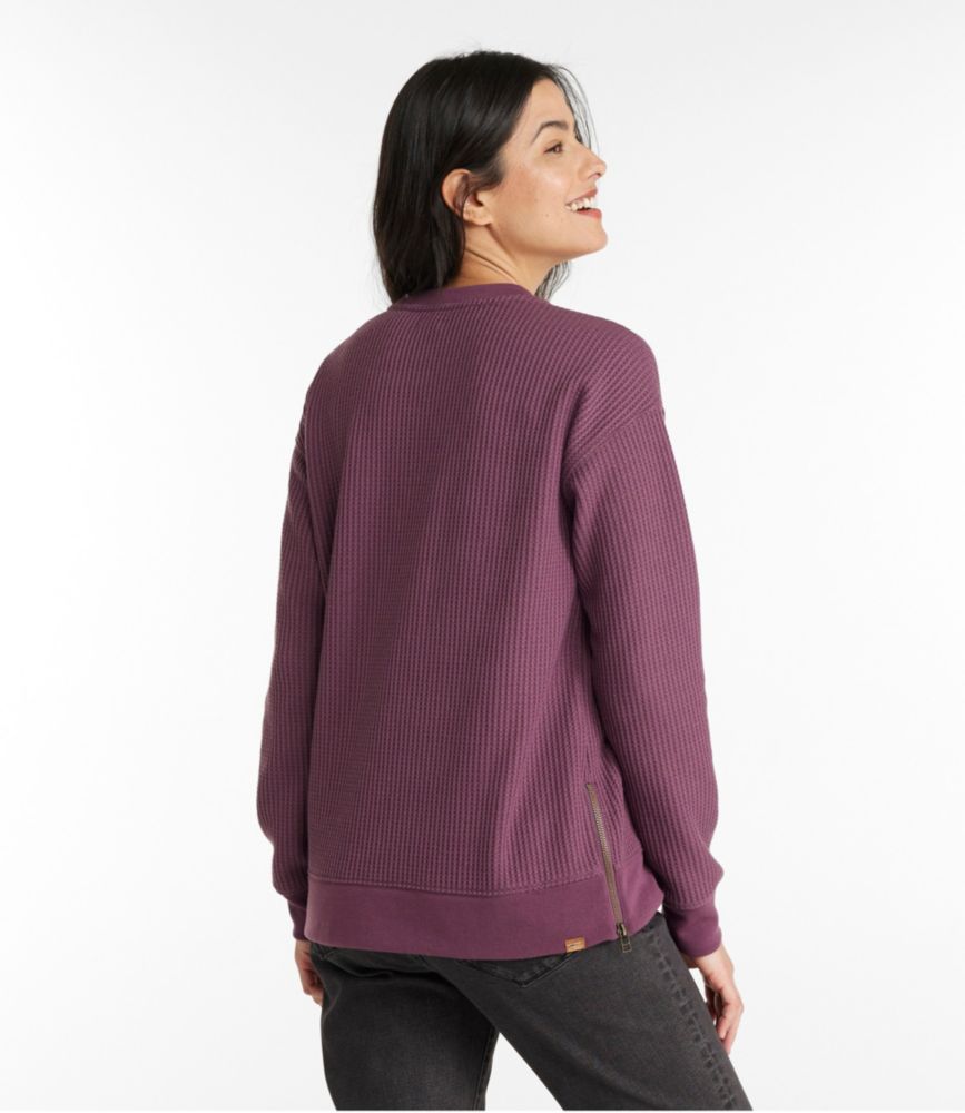 Women's Birchwood Brushed Waffle Top, Crewneck, Faded Eggplant, small image number 3