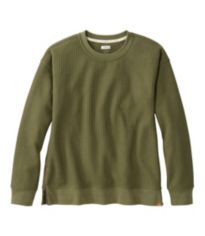 Women's Unshrinkable Mini-Waffle Tee, Long-Sleeve Crewneck