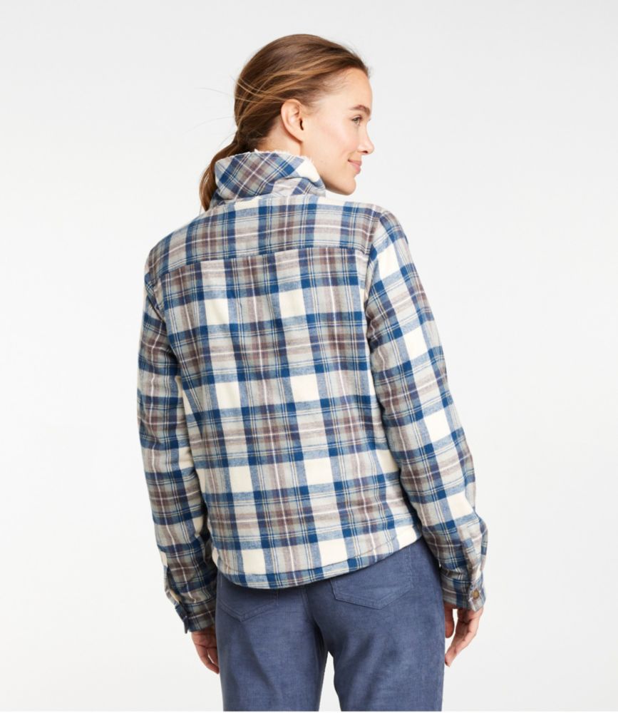 Women's Scotch Plaid Shirt, Sherpa-Lined Mockneck Jacket, Indigo Tartan, small image number 3