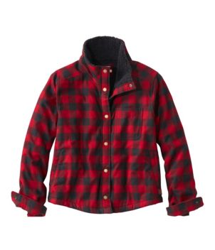 Women's Scotch Plaid Shirt, Sherpa-Lined Mockneck Jacket