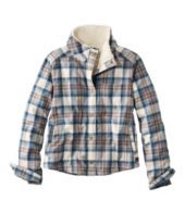 Women's Scotch Plaid Shirt, Sherpa-Lined Mockneck Jacket