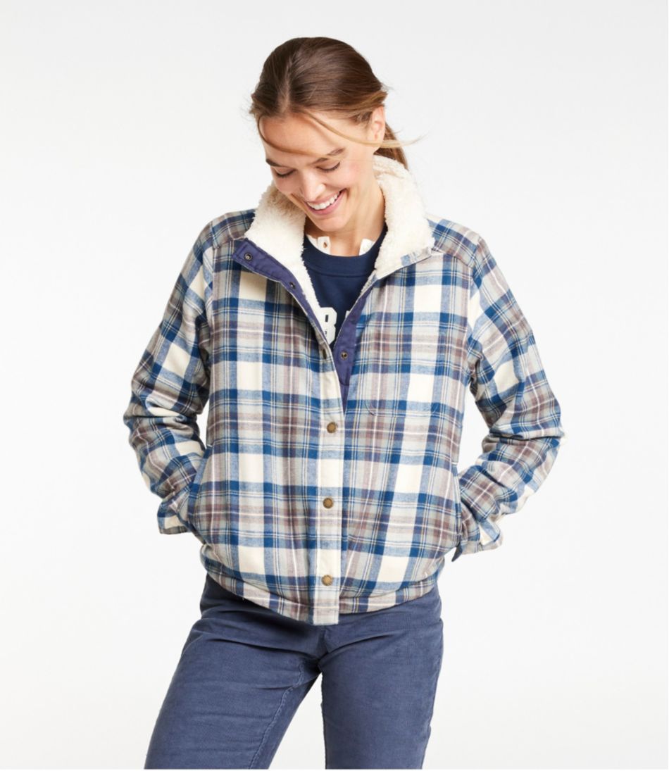 Women's Scotch Plaid Shirt, Sherpa-Lined Mockneck Jacket Women's Scotch Plaid Shirt, Sherpa-Lined Mockneck Jacket