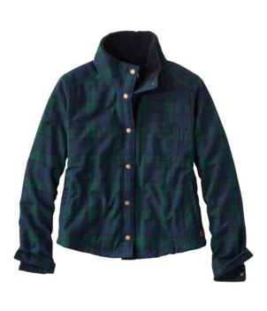 Women's Scotch Plaid Shirt, Sherpa-Lined Mockneck Jacket