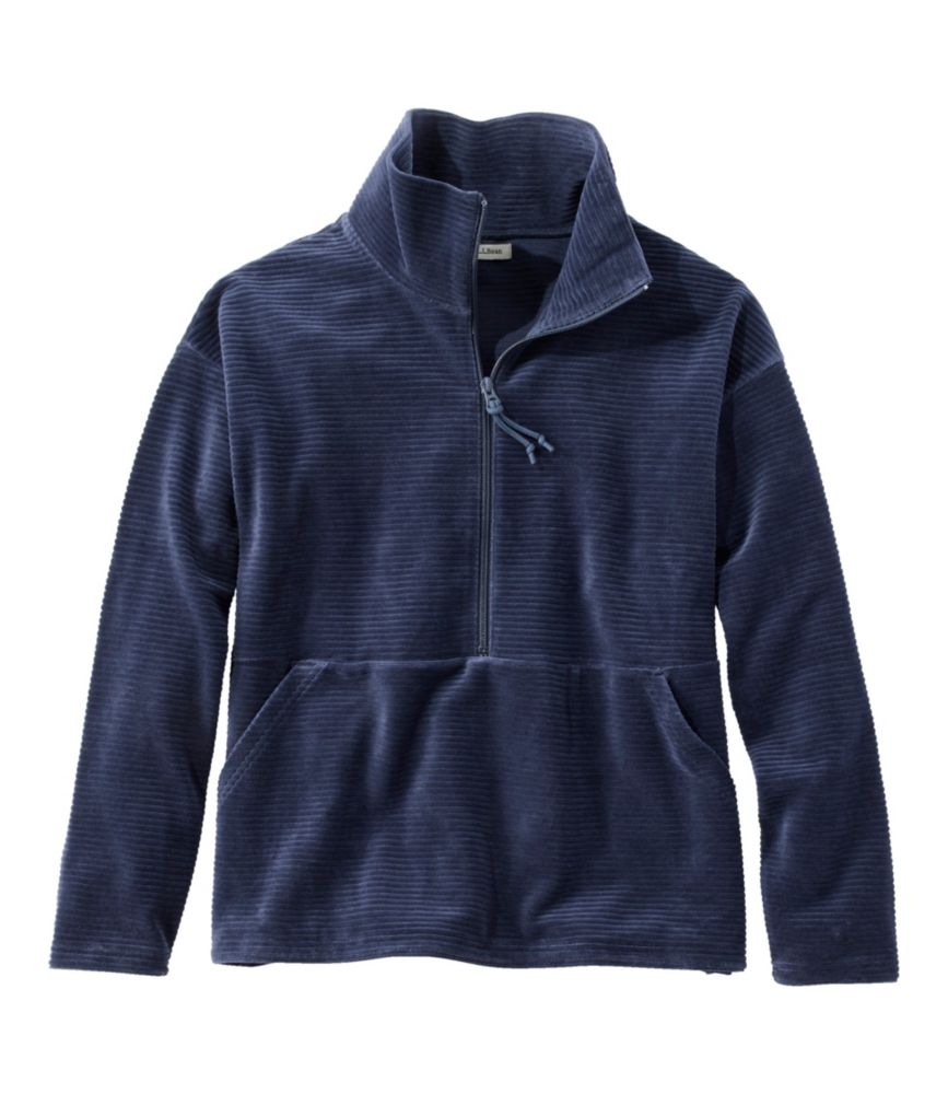 Women's Soft Stretch Corduroy Pullover, Half-Zip, Dark Indigo, small image number 1