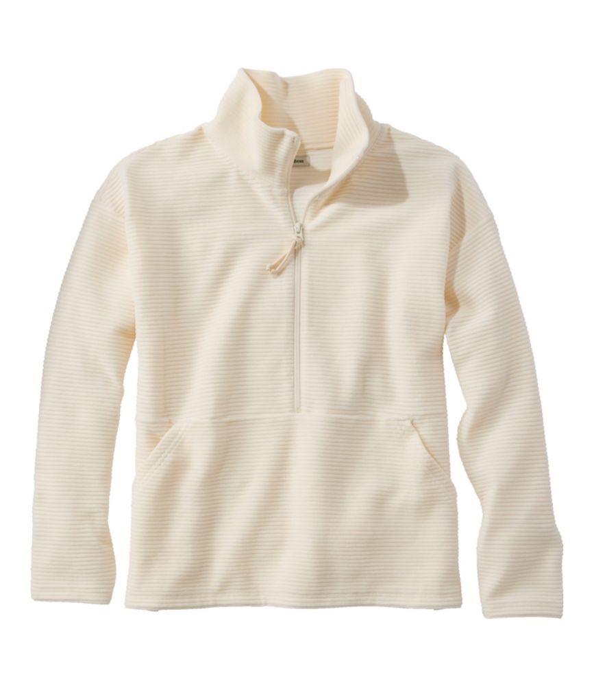 Women's Soft Stretch Corduroy Pullover, Half-Zip, Cream, small image number 1