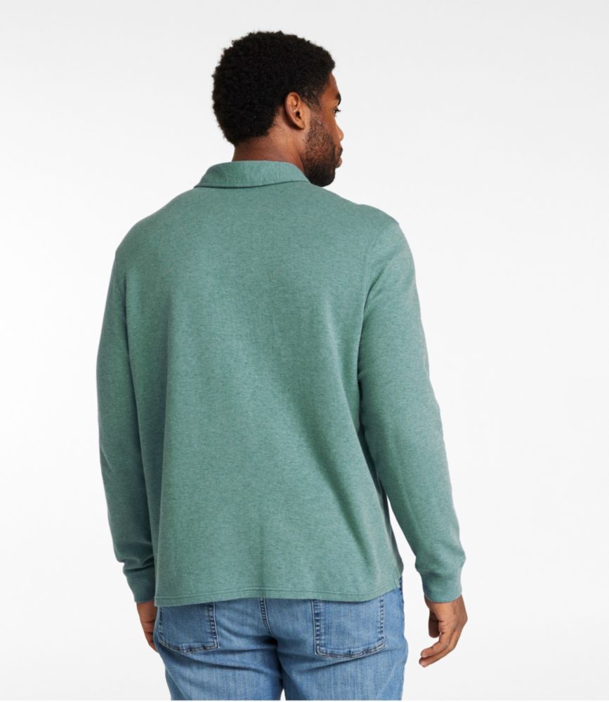 Men's Washed Cotton Double-Knit Polo, Long-Sleeve, Shale Gray Heather, small image number 5