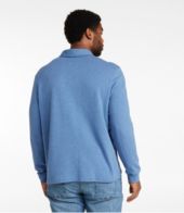 Men's Washed Cotton Double-Knit Polo, Long-Sleeve