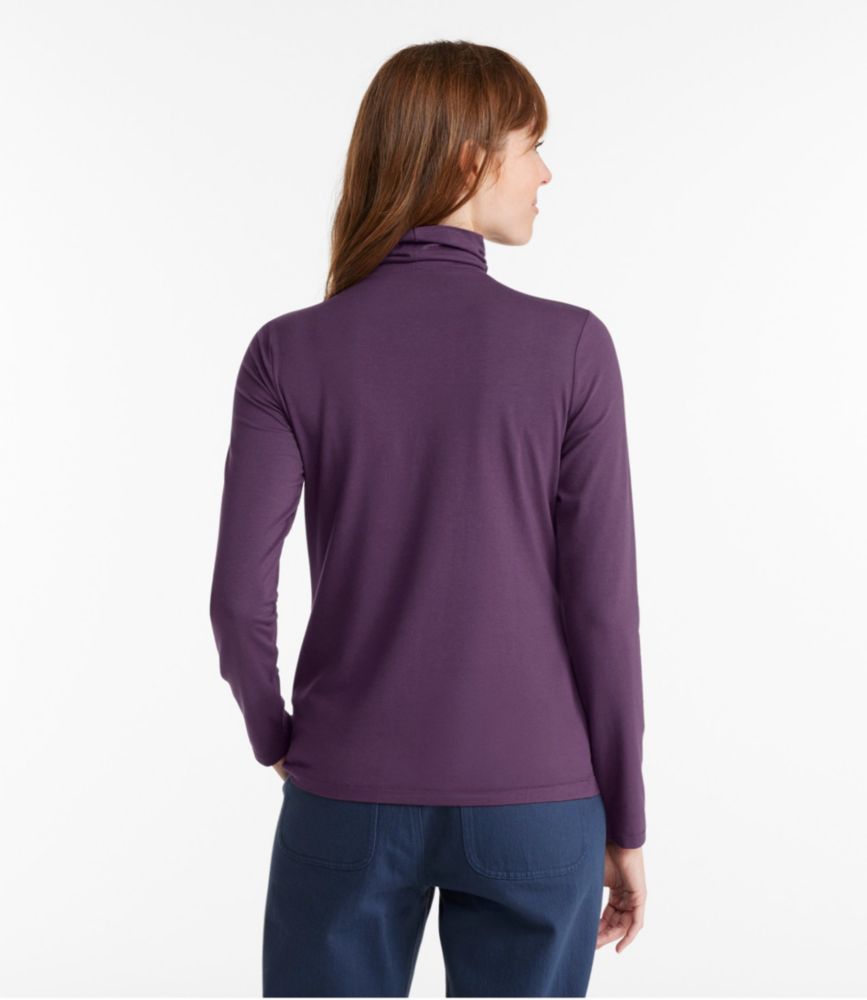 Women's Soft Stretch Supima-Blend Tee, Turtleneck, Bayside Blue, small image number 3