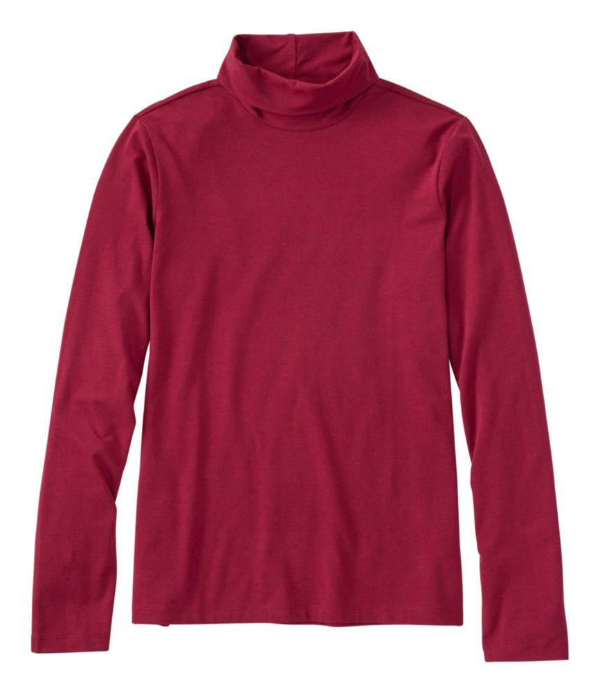 Women's Soft Stretch Supima-Blend Tee, Turtleneck, Bordeaux, small image number 1