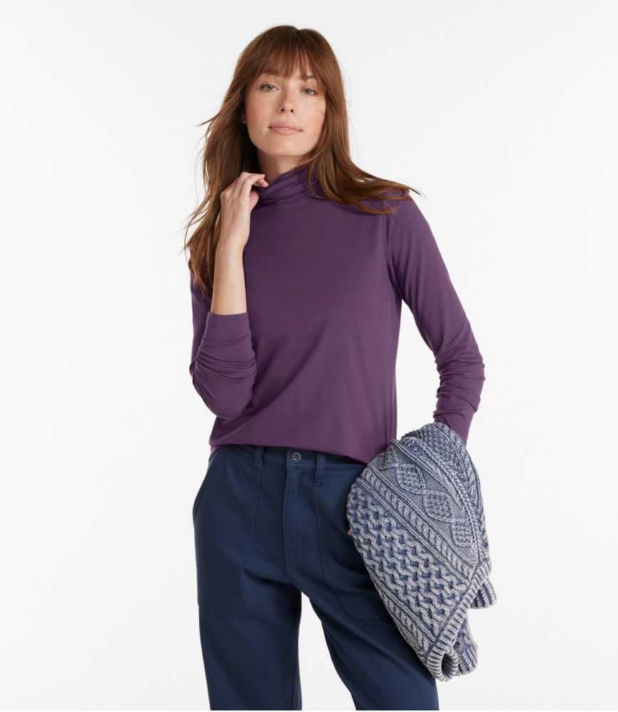 Women's Soft Stretch Supima-Blend Tee, Turtleneck