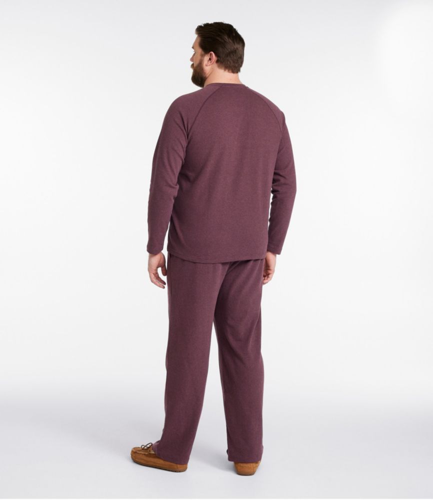 Men's Bean's Cotton Knit Pajamas, Henley PJ Set, Darkest Brown/Oatmeal Heather, small image number 5