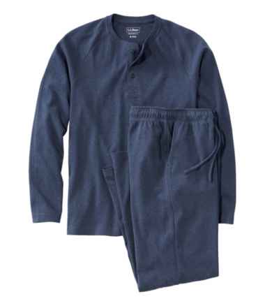 Men's Bean's Cotton Knit Pajamas, Henley PJ Set
