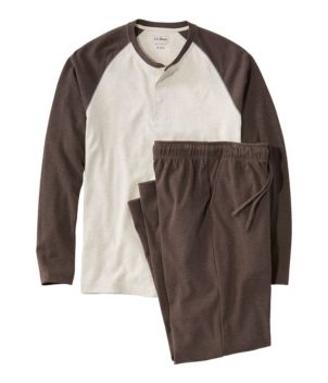 Men's Bean's Cotton Knit Pajamas, Henley PJ Set