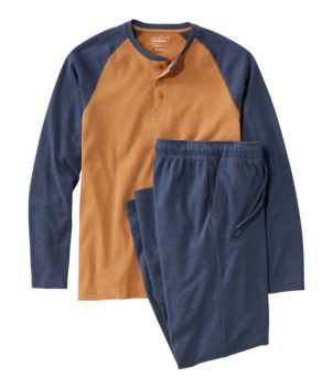 Men's Bean's Cotton Knit Pajamas, Henley PJ Set