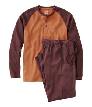 Men's Bean's Cotton Knit Pajamas, Henley PJ Set