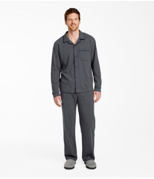 Men's Bean's Cotton Knit Pajamas, Button-Front PJ Set