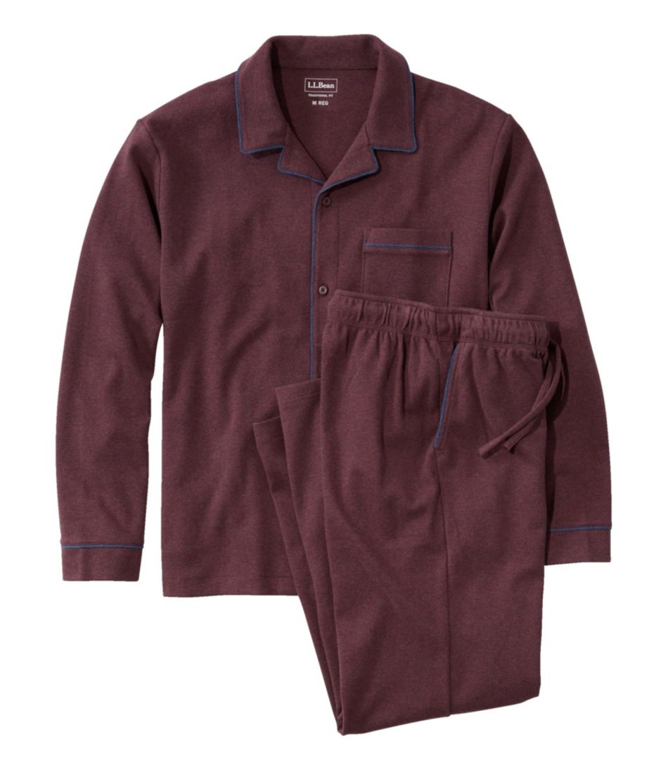 Men's Bean's Cotton Knit Pajamas, Button-Front PJ Set Men's Bean's Cotton Knit Pajamas, Button-Front PJ Set