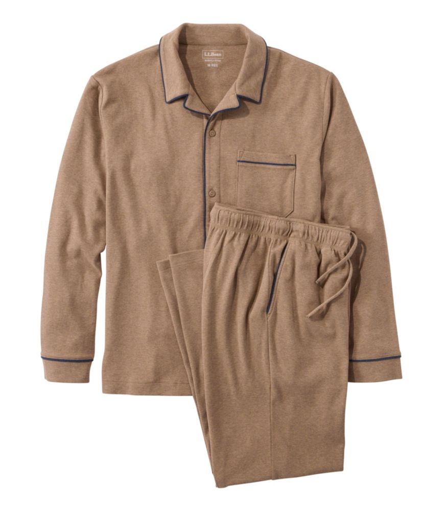 Men's Bean's Cotton Knit Pajamas, Button-Front PJ Set