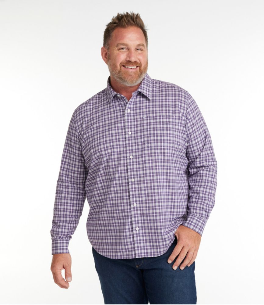 Men's Wrinkle-Free Ultrasoft Brushed Cotton Shirt, Long-Sleeve, Traditional Untucked Fit, Muted Purple, small image number 4