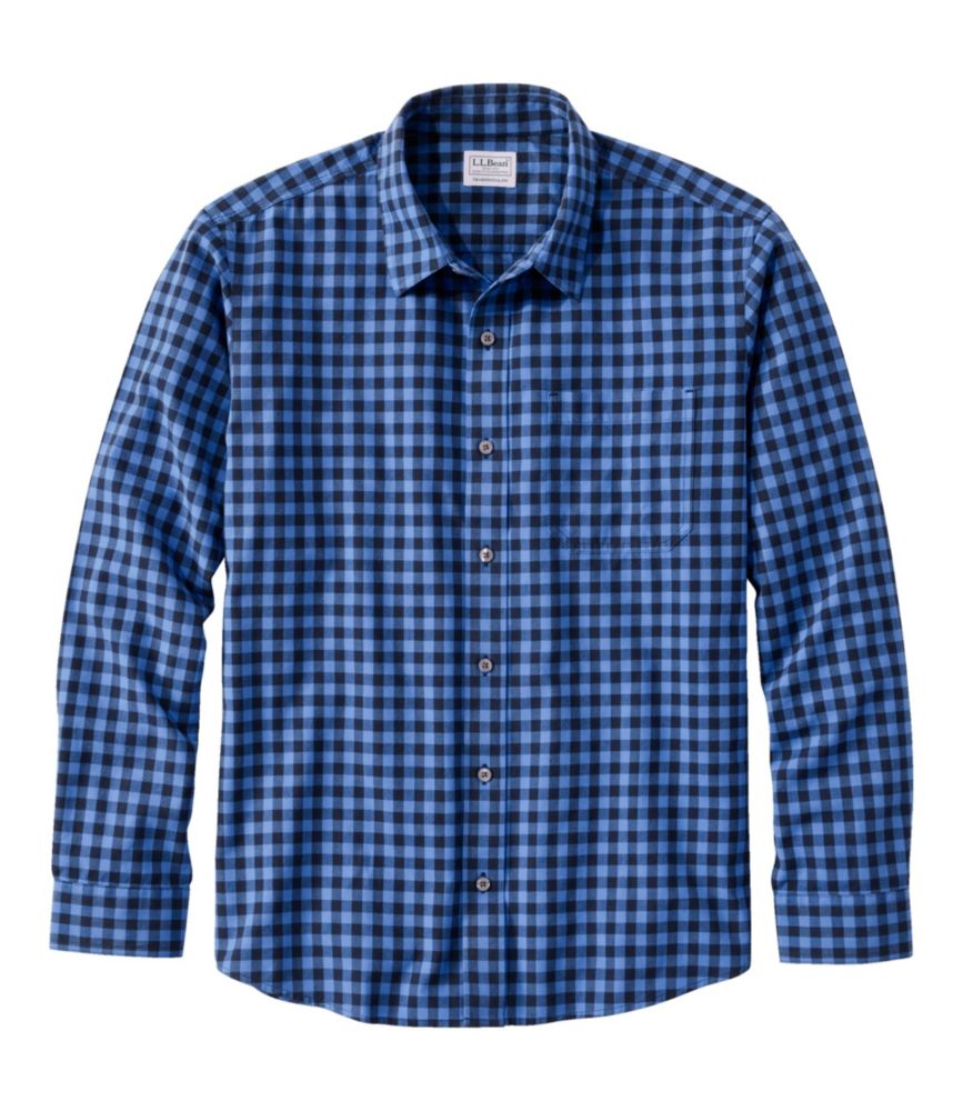 Men's Wrinkle-Free Ultrasoft Brushed Cotton Shirt, Long-Sleeve, Traditional Untucked Fit, Arctic Blue, small image number 1