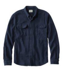 LL Bean Flannel Lined Hurricane Work Shirt Mens Button Up Long Sleeve Blue  XLT