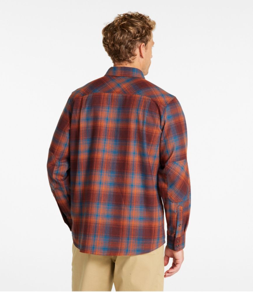 Men's Katahdin Performance Flannel Shirt, Traditional Fit, Burnt Mahogany/Chartruese, small image number 3