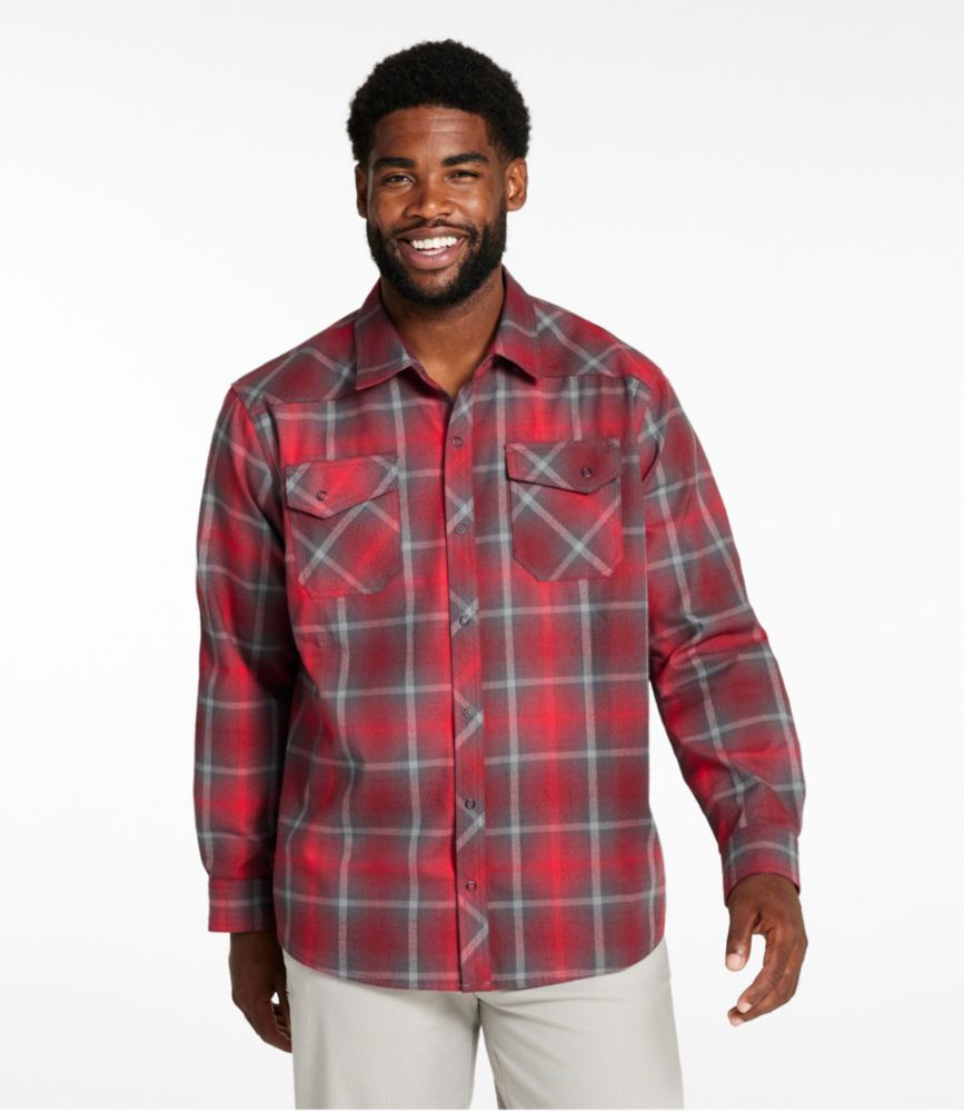 Men's Katahdin Performance Flannel Shirt, Traditional Fit, Carbon Navy/Lt Saddle, small image number 4