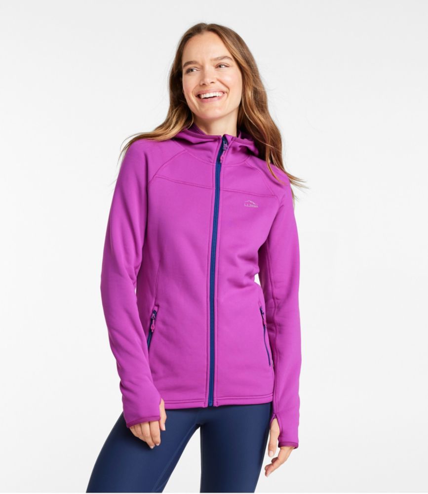 Women's PrimaLoft ThermaStretch Fleece Jacket, Hooded Full-Zip, Mallard Teal/Citron, small image number 2