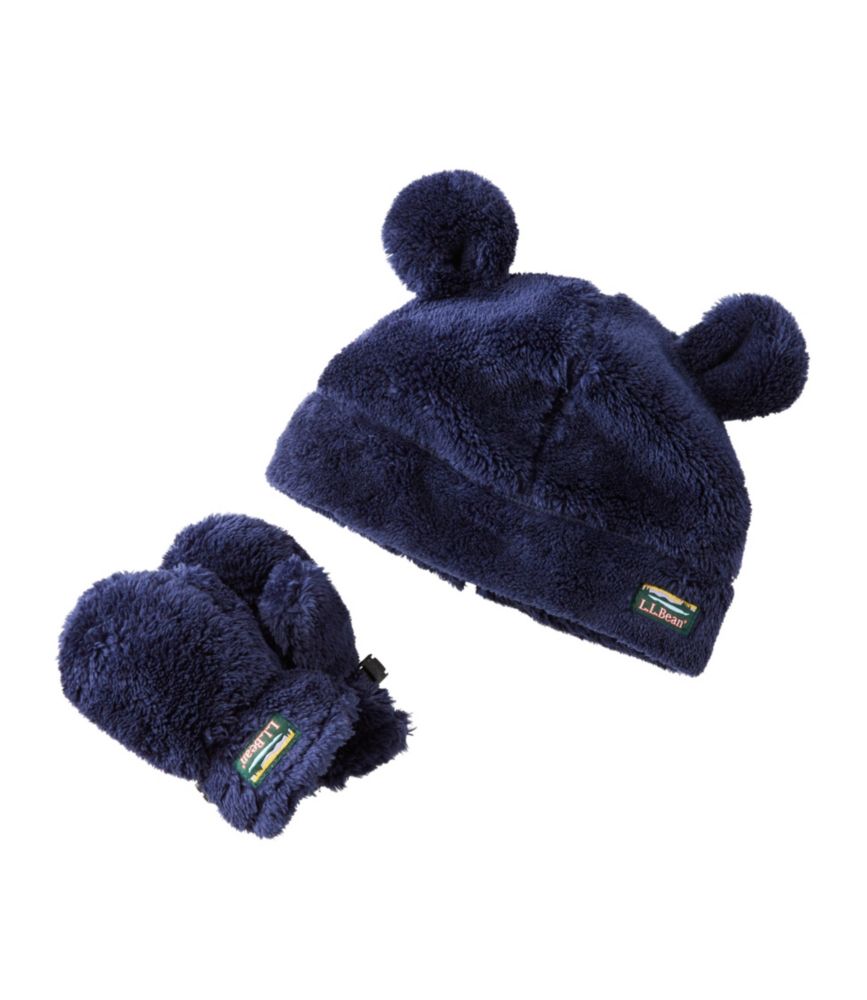 Toddlers' Hi-Pile Hat and Mitten Set, Bright Navy, small image number 1