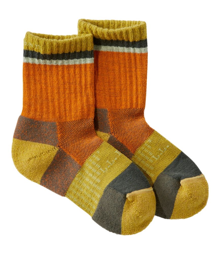 Kids' L.L.Bean Athletic Crew Socks, Amber Orange/Chartreuse, small image number 1