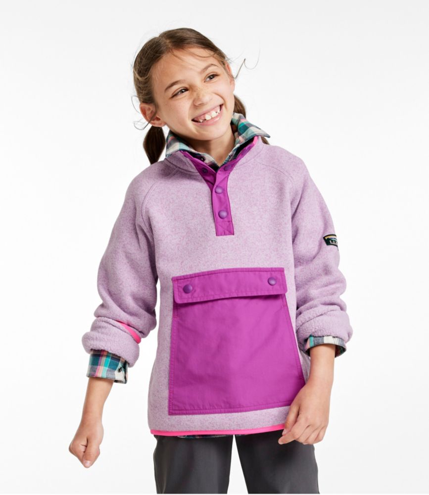 Kids' L.L.Bean Sweater Fleece, Half-Snap, Lavender Ice, small image number 2