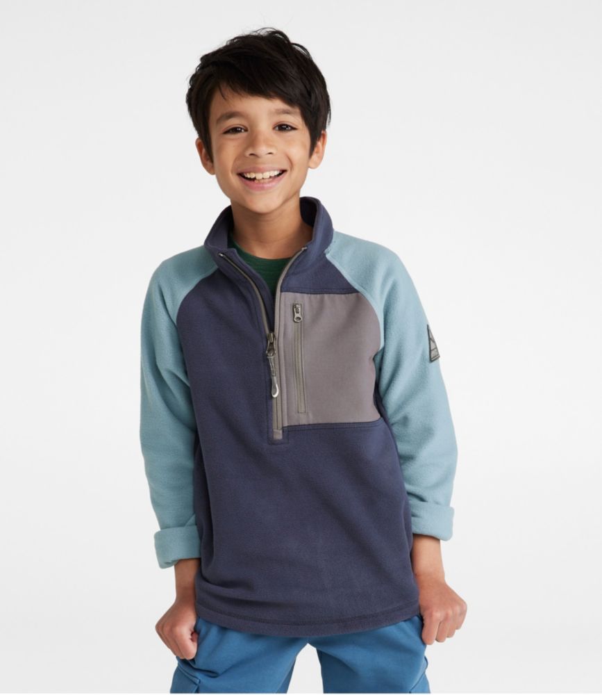 Kids' Fitness Fleece, Quarter-Zip, Cherry Tomato/Night, small image number 2