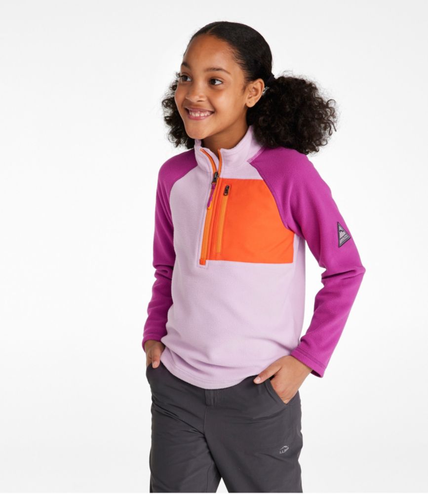 Kids' Fitness Fleece, Quarter-Zip, Cherry Tomato/Night, small image number 3