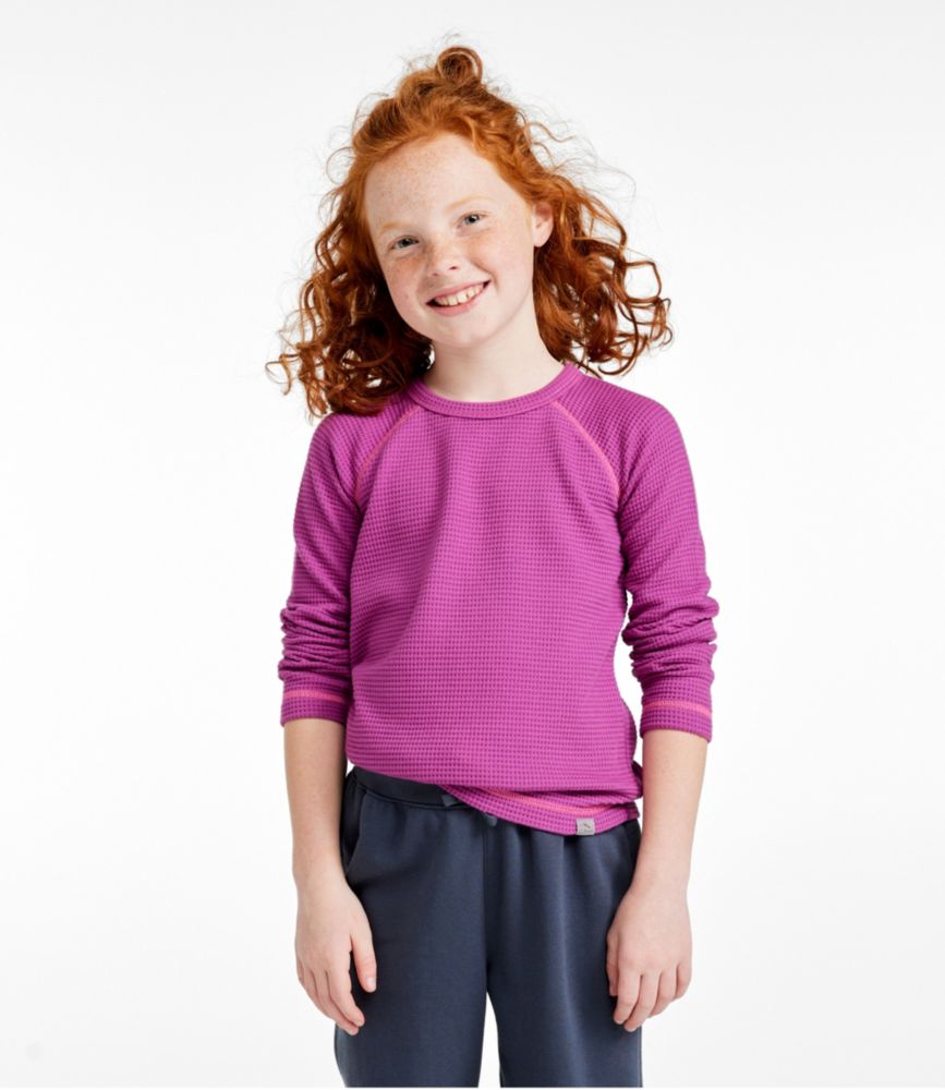 Kids' Chunky Thermal Crewneck, Wild Aster, small image number 2