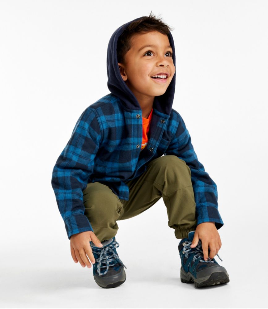 Toddlers' Fleece-Lined Flannel Shirt, Hooded, Marine Blue, small image number 4