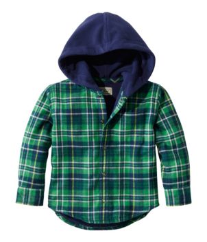 Toddlers' Fleece-Lined Flannel Shirt, Hooded