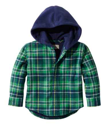 Toddlers' Fleece-Lined Flannel Shirt, Hooded