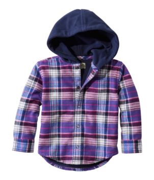 Toddlers' Fleece-Lined Flannel Shirt, Hooded